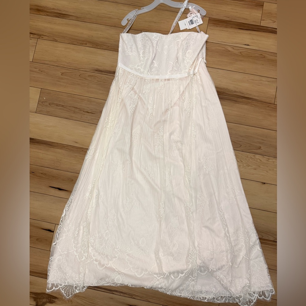 Strapless Lace Light Pink/off White Wedding Dress - Picture 7 of 9